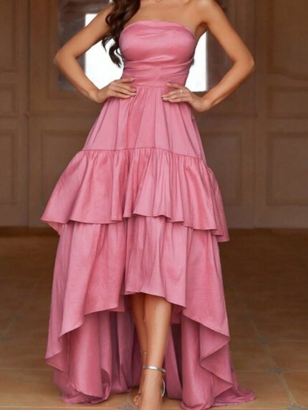 Pink Women's Elegant Cute And Sexy Woman Pink Tube Top Dress